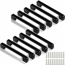 Poignées de placard noir mat pour une touche moderne, poignées de tiroir en alliage d'aluminium faciles à installer avec vis incluses pour les