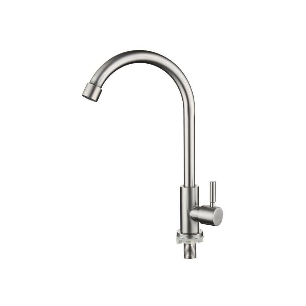 Anti-Rust Single Handle Sink Faucet With Cold Water Only Design, Cold Water Only High Arc Spout Faucet With 360 Degree Rotation And Deck Mount Setup, 9433291672983