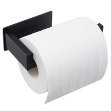 Rustfrit badeværelses- og køkkenudstyr, selvklæbende toiletpapirholder, SUS304 rustfrit stål med mat sort finish, nem installation,