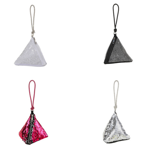 Femmes Triangle sacs de soirée paillettes-argent diamant chaud 1