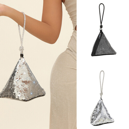 Femmes Triangle sacs de soirée paillettes-argent diamant chaud 2