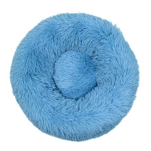 Lit de couchage rond en peluche pour animaux de-Bleu S