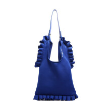 Armpit Bag Ruffle Trim Underarm Handbag Women Large-Blue