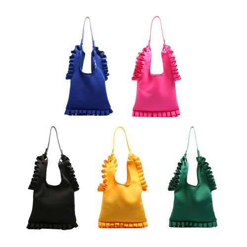 Armpit Bag Underarm Bag Solid Color Ruffle Pleated-Hot Pink 1
