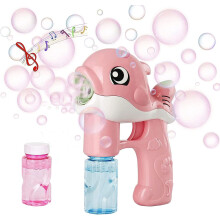 Interactive Dolphin Bubble Blaster, Summer Toy with LED Light up and Dynamic Music, Safe Non-Toxic Eco-Friendly Construction, Lightweight and Compact