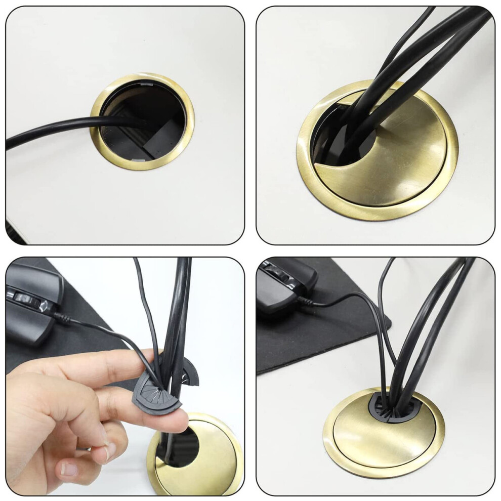 Desk Grommet, Wire Organizer Bronze Finish, 2 Zinc Alloy Pack For Cable Management Clean Work Environment, Easy Installation Multi-Scene Application 9169997140746