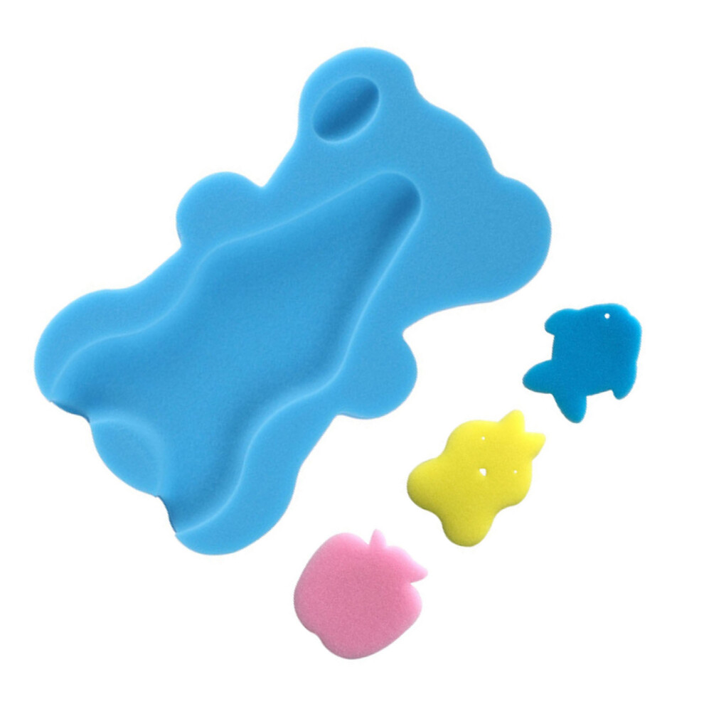 Baby 1.8In Thick Skid-Proof Bath Sponge Mat, Soft Cartoon Design Blue