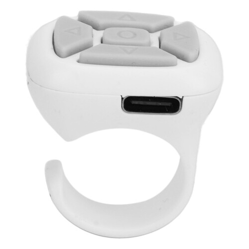 Bluetooth Fingertip Remote, Rechargeable Smart Scrolling Ring Controller, Compatible with iOS Android for Seamless Media Navigation (White)