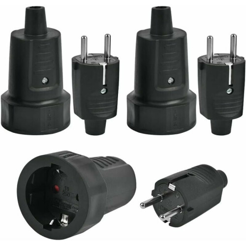 Επανακαλωδιωμένες πρίζες και φις ρεύματος, 3 τεμάχια ευρωπαϊκά σούκο τύπου F,