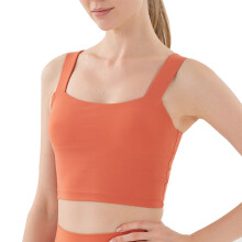 Top corto da donna, top senza maniche con scollo quadrato e design a doppio strato, canotta aderente in tessuto elasticizzato traspirante, copertura