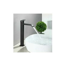 Waterfall Spout Lavatory Sink Faucet, Black Bathroom Vessel Sink Faucet for Easy Operation, Stainless Steel with Elegant Design