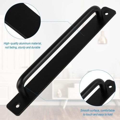 Drawer Knobs For Wide Applications, Easy Installation Premium Material Handle, 2Pcs Black Aluminum Alloy Barn Door Pull With Rustproof Surface 2