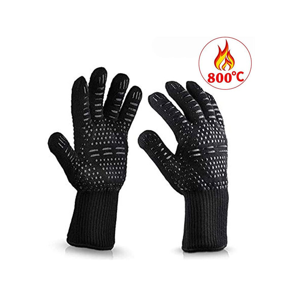 Breathable Grilling Gloves, Fireproof Oven Mitts, Multipurpose Heat Resistant Gloves, With Non-Slip Silicone, Extra Long Cuff, Flexible, All-Round