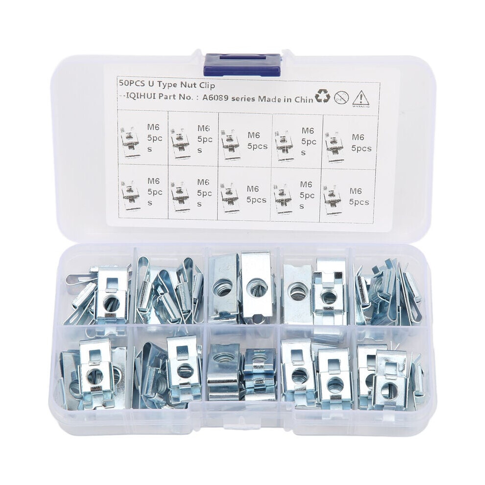 Galvanized U-Shaped Clips For Corrosion-Free Fastening, Thread Clip Nut Set For Common Sizes, Silver Tone Stainless Steel Fastener For Reliable 9433291673911