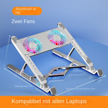 (Aluminium legierung Doppel ventilator Silber) Faltbare und tragbare Computer-Kühl halterung