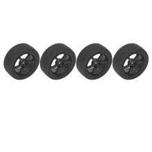 4 Stück RC-Auto-Reifen aus Gummi und Kunststoff für TT01, TT02, XV01, XV02 1/10, schwarz