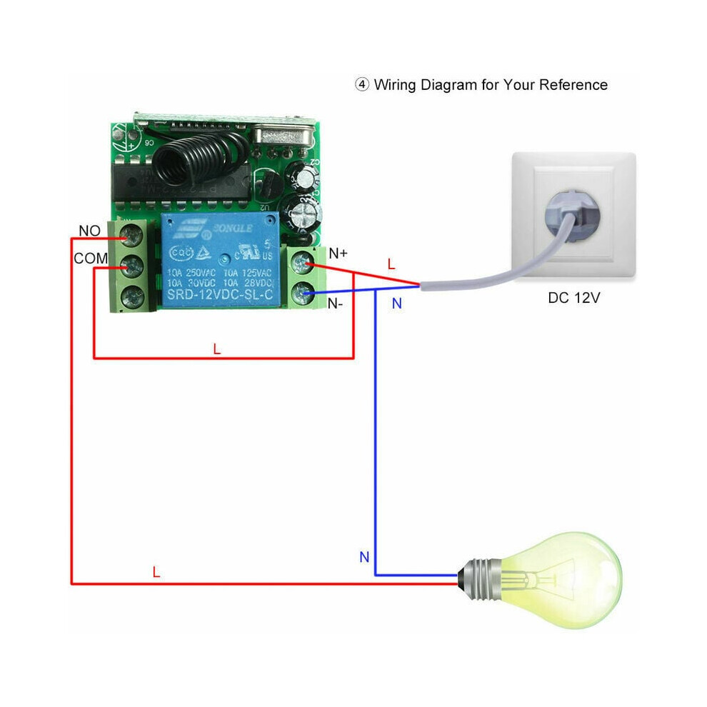 Relay Remote Control Switch, Wireless Rf Momentary Switch With Delay Function For Home Automation, Non-Directional Wireless Encoding Technology, Easy 9169997189974