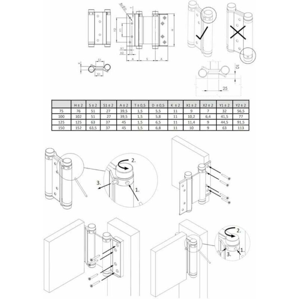 Heavy Duty Cafe Saloon Bars Door Double Action Function Hinges, Stainless Steel Self Closing Double Action Spring Hinges For Bidirectional Operation, 9169997190598