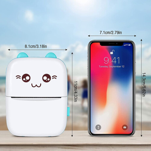 Bluetooth Wireless Printer, Mini Printer Portable for Multipurpose Printing, Clear Printing with Rechargeable Battery, Compatible with iOS + Android 2