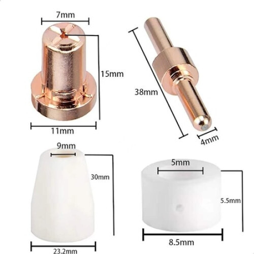 Plasma Cutting Consumables, Electrode & Nozzle Set Ensuring High Electrical Conductivity, Designed for Optimal Performance and Durability