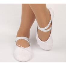 Scarpette da ballo per ragazze e donne, scarpe da ballo leggere in tela con suola in pelle scamosciata divisa, ballerine in materiale traspirante con