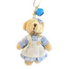 Stylish Keychain with Plush Bear Pendant-blue striped bear gi