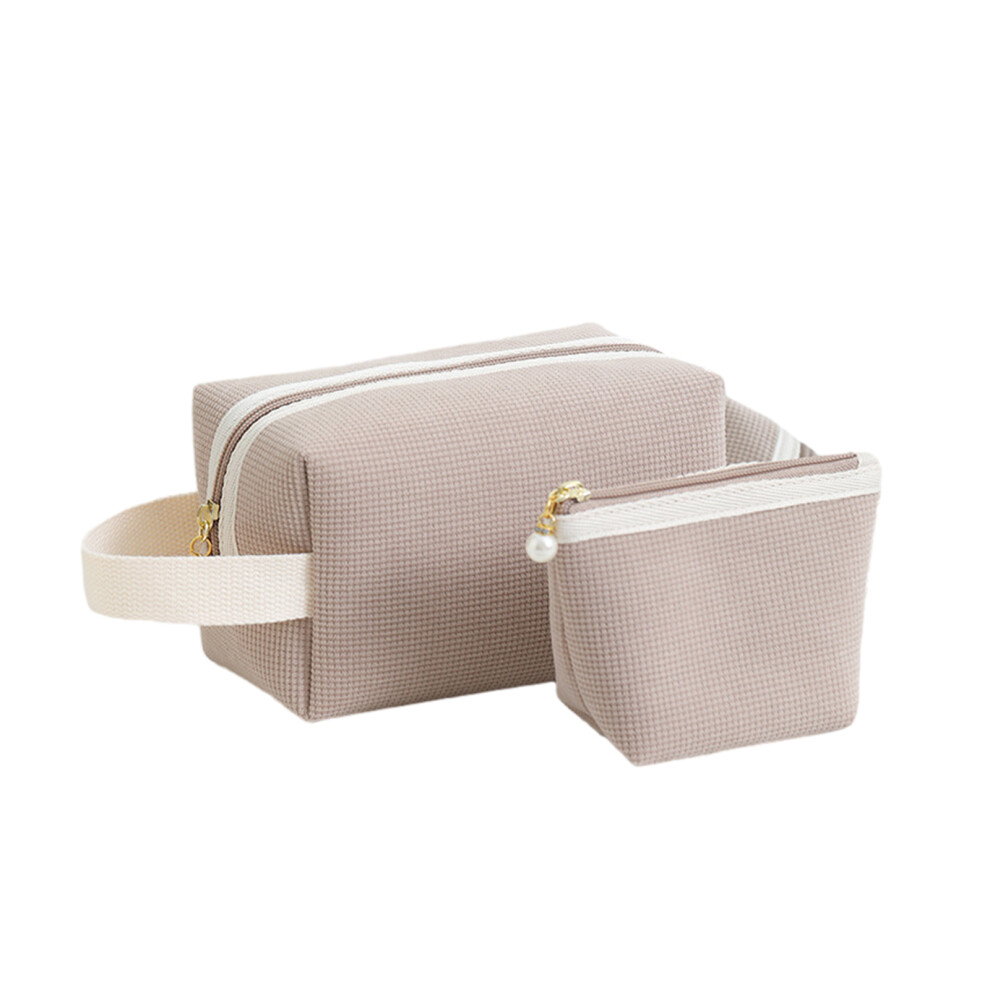 Elegant Cosmetic Organizer Storage Pouches for-Khaki 2pcs set