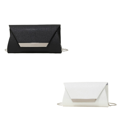 Chic and Sturdy PU Texture Chain Evening Bag Clutch for-Black 1