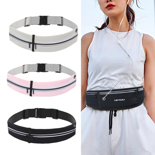 Sac de poitrine Slim Fanny Pack,-Double fermeture éclair rose 2