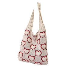 Women's Crochet Knit Tote Bag Stylish and Spacious-off white