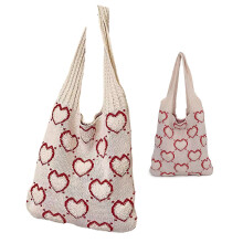 Damen-Stricktasche, schicker Stil, gehäkelte-cremefarben