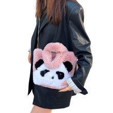 Weiche Plüschtasche, niedliche Panda-Umhängetaschen,-Lotusfarbe