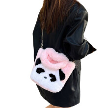 Cute Plush Shoulder Bag Soft and Comfortable Tote-Pink