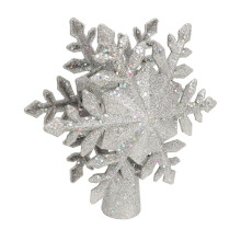 Silver Snowflake 3D PVC Christmas Tree Topper with Rotating Light UK Plug