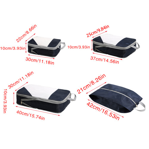 4 Set Travel Packing Cubes Compression Packing Cubes-Navy blue 1