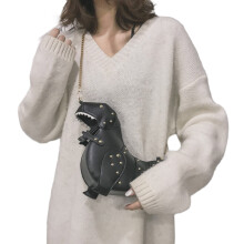 Sac à bandoulière tendance en forme de dinosaure, léger et-Noir