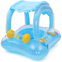 Babypoolmadrass, uppblåsbar flotte med handtag, säkerhetssits med dubbel krockkudde för simträning, förtjockat material och miljövänligt
