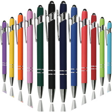 Schrijfpennen met soepele schrijfbeweging, balpen met styluspunt voor touchscreenapparaten in regenboogkleuren, hoogwaardig materiaal, 2-in-1-ontwerp