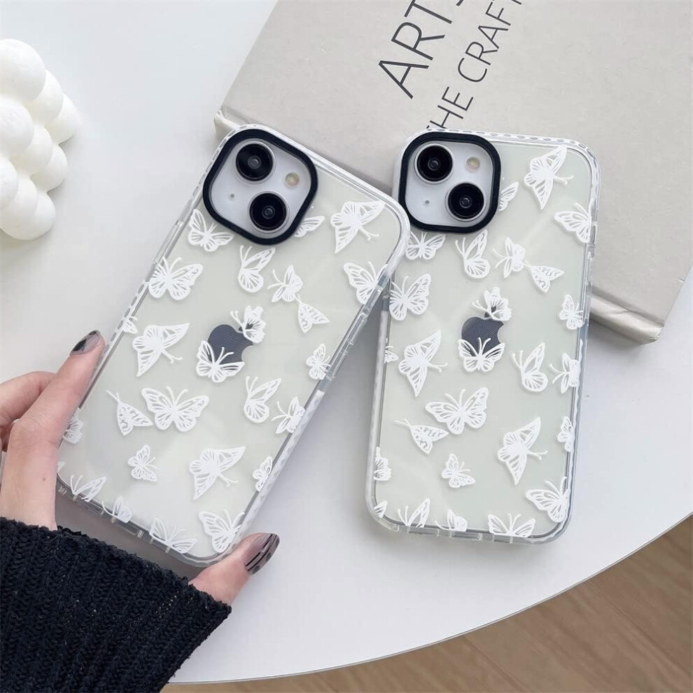 Compatible Iphone Case For Iphone 13, Butterfly Pattern Tpu Material Comprehensive Protection Full Camera Cover, Shockproof Raised Edges For White 9169997190963