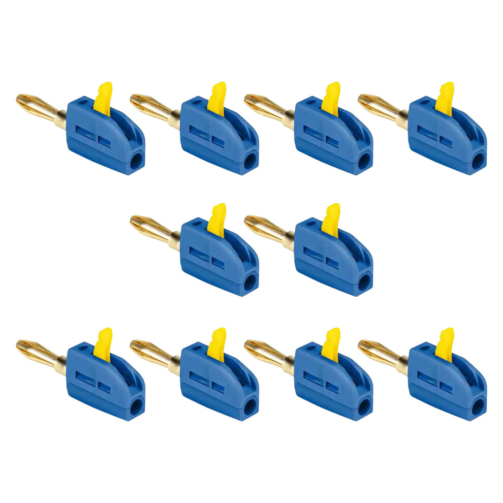 10Pcs Gold Plate Banana Connectors 4Mm 32A Current Spring-Blue 7732000547836