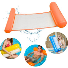 Inflatable Pool Floats, Orange Multi-Purpose Pool Float, Ergonomic Design Comfortable Pool Hammock, 4-in-1 Design Floating Bed Lounge Chair For Leisur