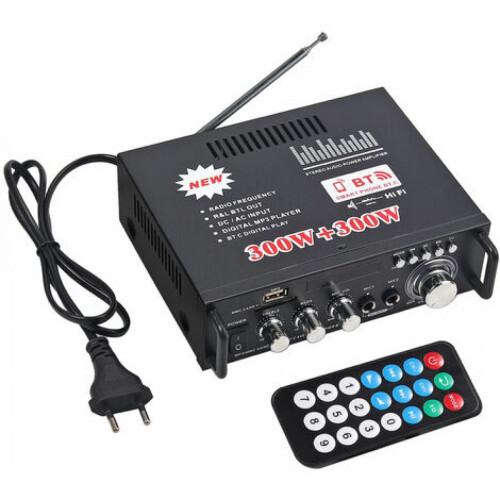 Sound Maestro: Ενισχυτής διπλού καναλιού, HiFi 300W + 300W, Ασύρματο Bluetooth, Δέκτης ήχου με οθόνη