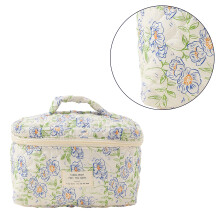 Trousse de maquillage pour soins personnels,-fleurs bleues