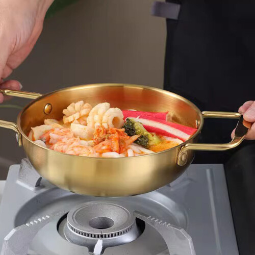 Edelstahl-Ramen-Topf mit Griff, 22 cm, Goldfarbe 1