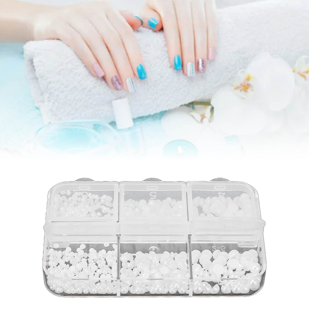 White 5 Boxes Nail Charms Fake Rhinestones Beads For Nail Art A01