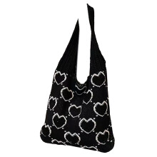 Casual gehaakte tas voor dames, praktische en trendy-Zwart