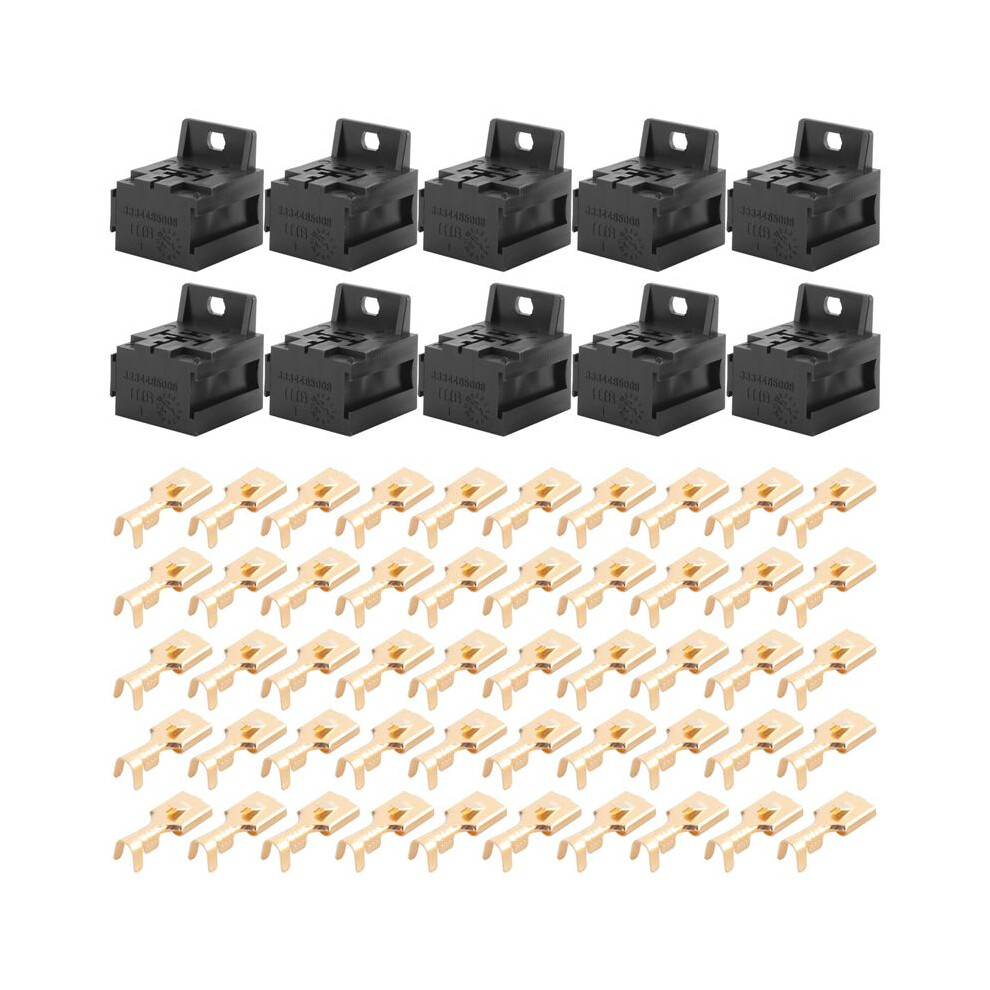 Car Auto 30A-80A Relay Bracket Terminal Case Holder Relay Base Holder 5 Pin Socket With 50Pcs 6.3Mm Terminals For Car 4712918404653