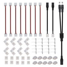 2 Pin LED Connector Kit, Solderless Connectors, 2 Way  Jack Splitter for 8Mm 2Pin 2835 LED Strip