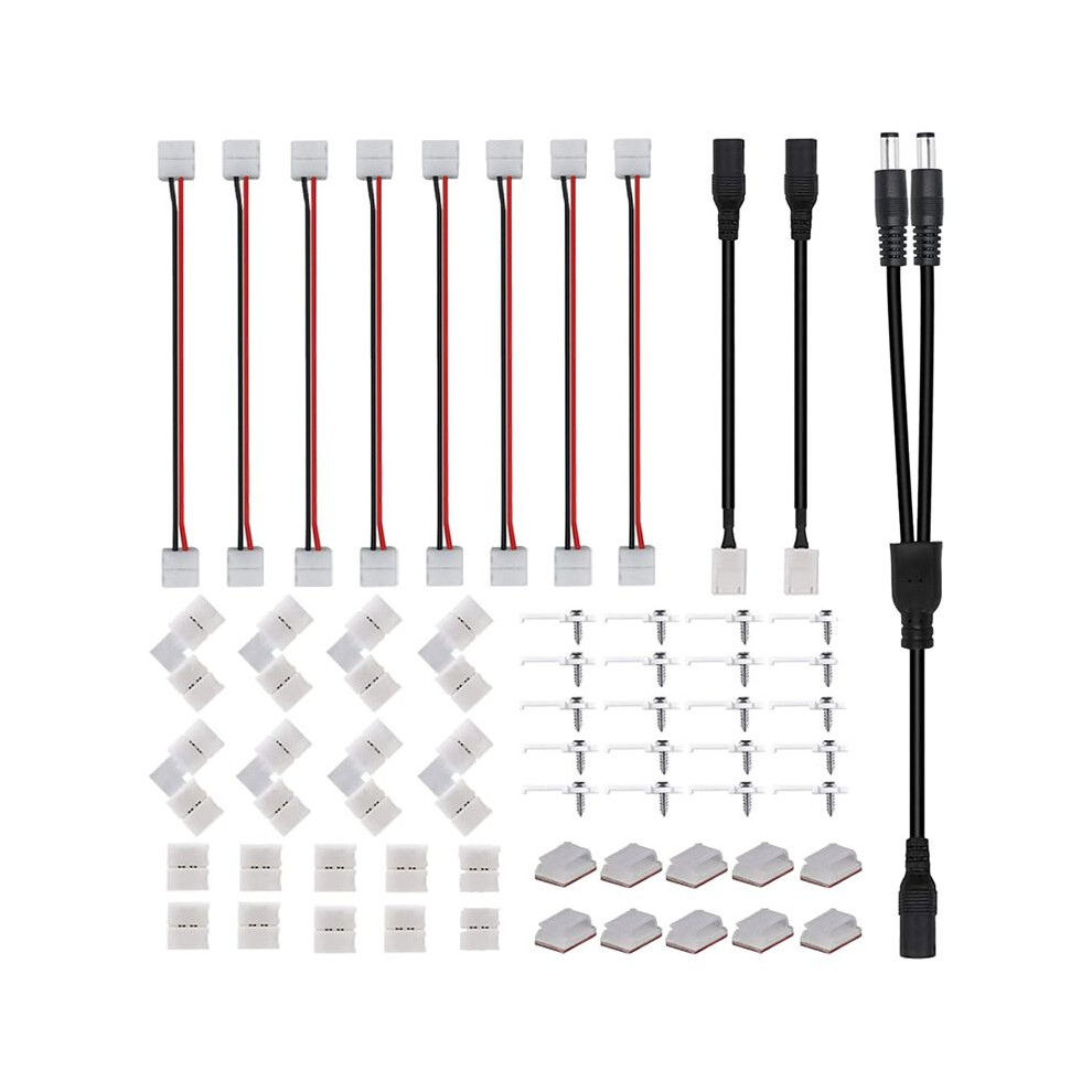 2 Pin Led Connector Kit, Solderless Connectors, 2 Way Jack Splitter For 8Mm 2Pin 2835 Led Strip 6034256880240