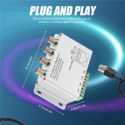 Transceptor Balun de VíDeo Passivo UTP de 4 Canais 2